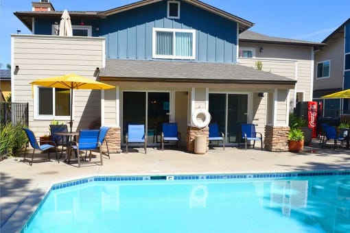 Swimming Pool and Sun Deck at Village Grove Apartments, Escondido, CA, 92025