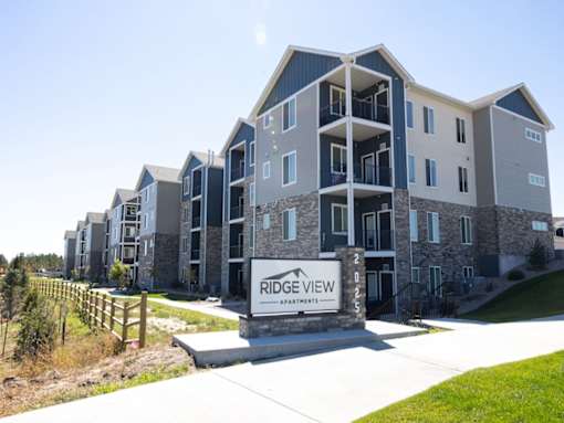 A large building with the name Ridge View on it.