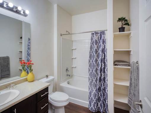 A bathroom at the Talavera at the Junction