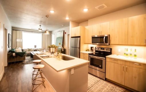 Gourmet Kitchen With Island at Soleil Lofts Apartments, Utah
