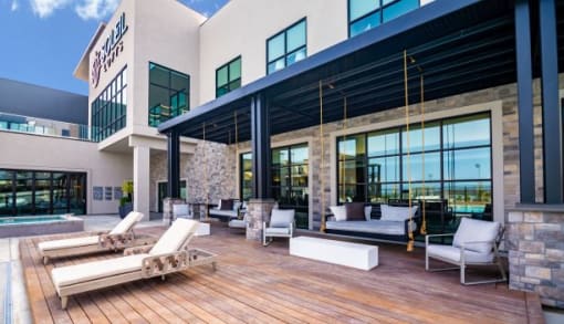Poolside Relaxing Lounge Area at Soleil Lofts Apartments, Herriman