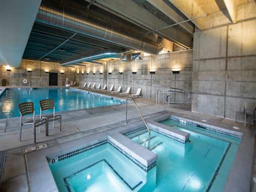 Indoor spa and pool at Soleil Lofts