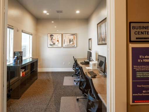 Business Center With Computers at Four Seasons at Southtowne Apartments, South Jordan, 84095