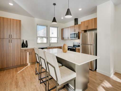 The Amber KItchen with Silver Appliances