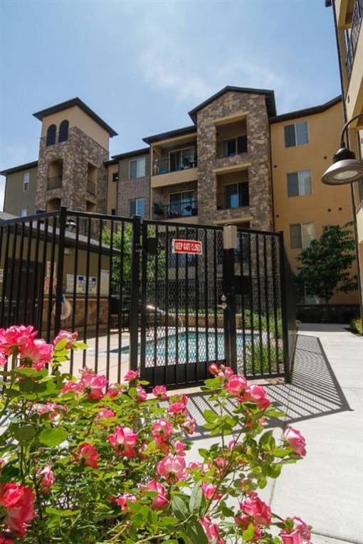 Garden Path with Beautiful Flowers  at Tuscany Villas Senior Apartments, Midvale, 84047