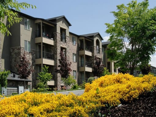 Flowers in bloom at Tuscany Villas Senior Apartments, Utah, 84047