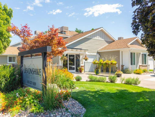 Entryway signage at Devonshire Court Apartments & Townhomes, North Logan, UT, 84341