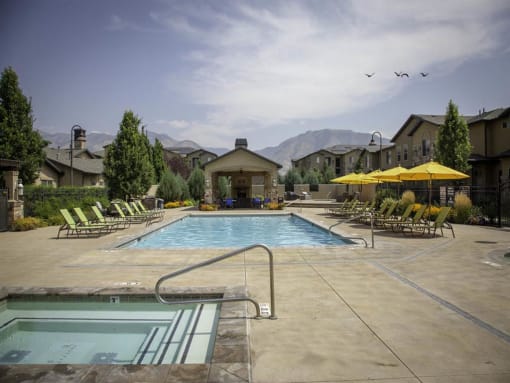 Soothing Spa & Sun Deck at Four Seasons Apartments & Townhomes, North Logan, UT, 84341