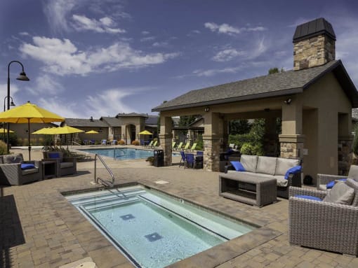 Hot Tub And Swimming Pool at Four Seasons Apartments & Townhomes, North Logan, Utah