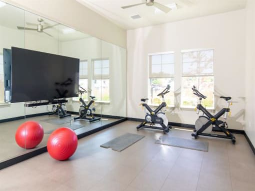 Spin room at Fitness Center at Parc on Center Apartments & Townhomes, Orem