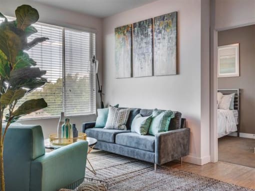 Decorated Living Room With Natural Light at Element 31 Apartments, Salt Lake City