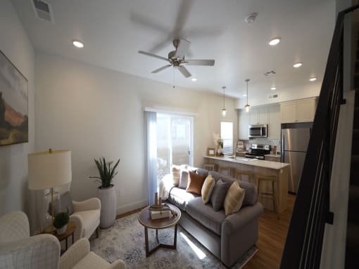 View of the Living Room and Kitchen at Desert Sage Townhomes