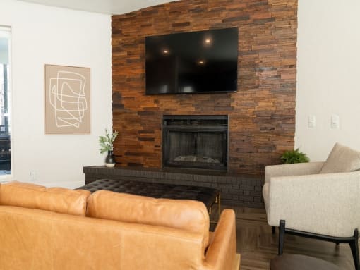 Resident Lounge Area  with Fireplace and TV
