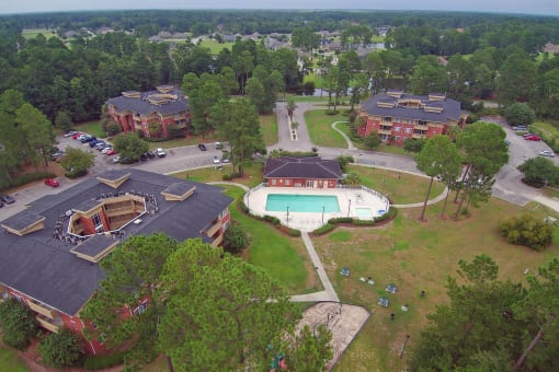 Community Aerial View at Aviary Village Apartments, in Conway, SC 29526