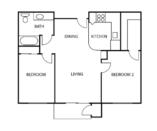 a floor plan of a home with two bedrooms and two bathrooms