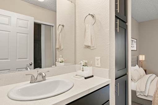 bathroom of studio apartment at Harbor Terrace Apartments, California, 90731