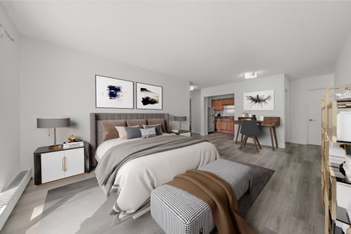 Open bedroom and living room - Studio