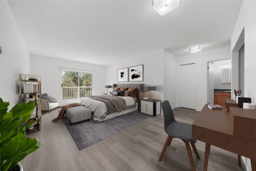 Open bedroom and living room - Studio