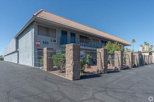 Apartment building with gated courtyard