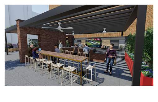 Luxury outdoor bar at The Rail at Bound Brook, NJ.