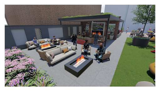 Outdoor fire pits and seating area at Luxury Apartments Bound Brook NJ,