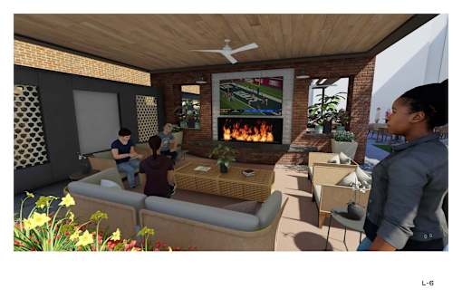 Outdoor seating area at The Rail at Bound Book apartment community in Bound Brook, NJ