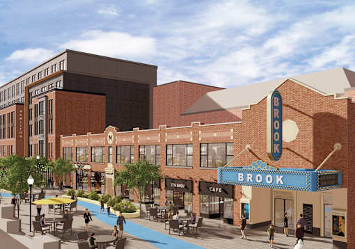 Exterior rendering of the streetscape in front of The Rail at Bound Brook in Bound Brook, NJ