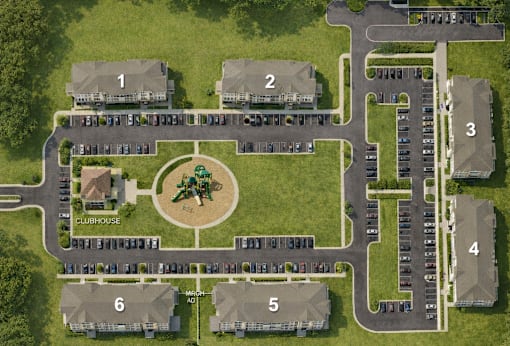 A bird's eye view of Central Park Apartments in Muskegon MI