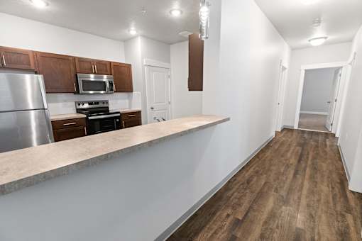 Kitchen And Living Area at The Brix Apartments, Spokane Valley, 99037