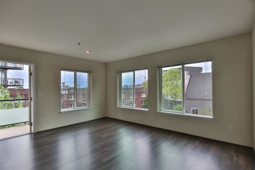 Living Room With Private Balcony at Charbonneau, Washington
