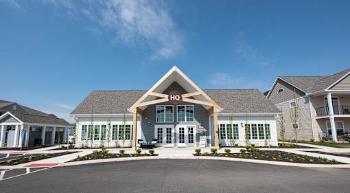 a large building with a sign on the front of it at The Bend, Ohio, 43130