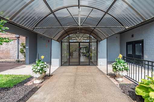 long covered walkway at Life At Agora, Cleveland  