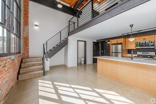sunlit open plan kitchen at Life At Agora, Ohio, 44103