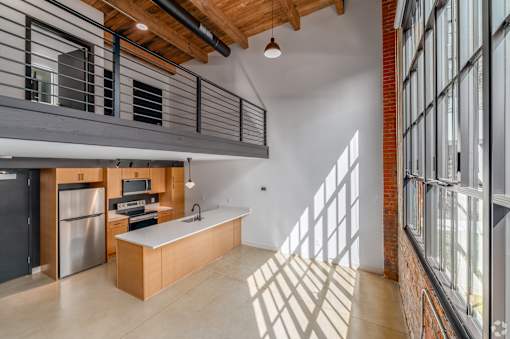 kitchen with a wooden ceiling at Life At Agora, Cleveland, 44103 