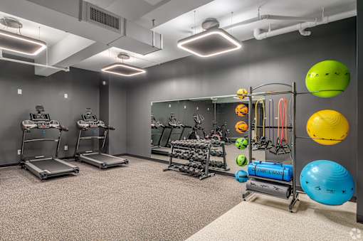 gym with treadmills at Life At Agora, Ohio