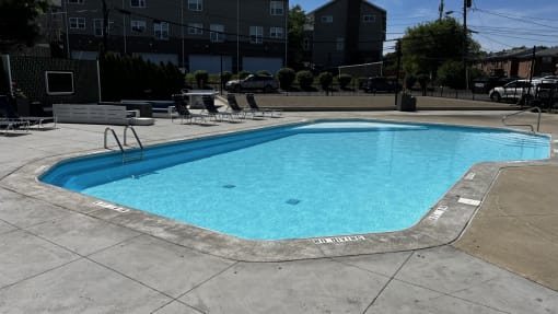 a swimming pool in the middle of an empty pool at Heritage Apartments, Columbus, 43212
