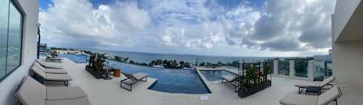 Rooftop Pool with panarmaic view of the Caribbean