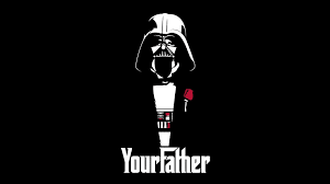 a black and white photo of a darth vader with a red rose in his mouth