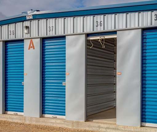 A storage facility with doors numbered 36, 37, and 38.