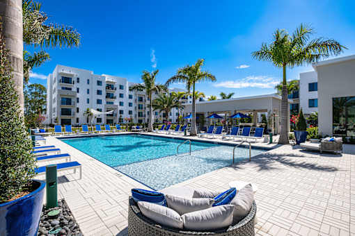 Blue Cool Swimming Pool at The Palmeri Residences, Naples, FL