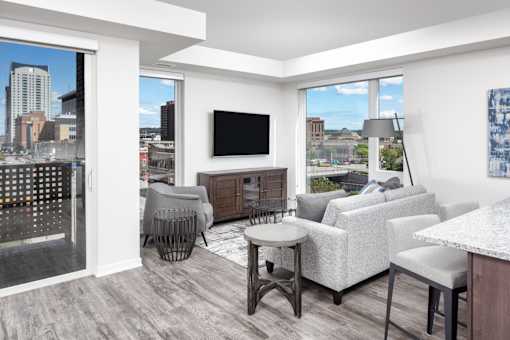 Living Area at Maven on Broadway Apartments, Rochester, MN