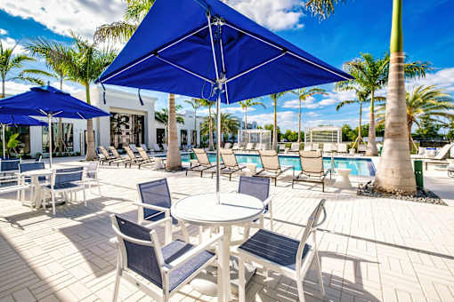 Poolside Tables at The Palmeri Residences, Naples, FL, 34104