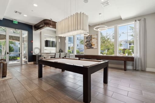 Game Room with Billiards and Shuffleboard at Village at Terra Bella Apartments, FL