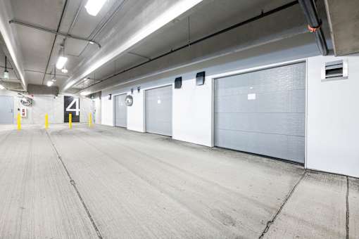 A long hallway with a number 4 on the wall.
