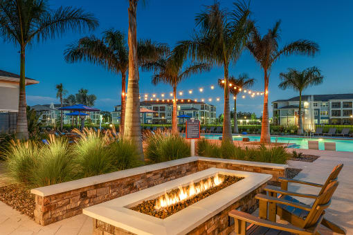 Outdoor fireside lounge  at Echo Lake, Florida, 34211