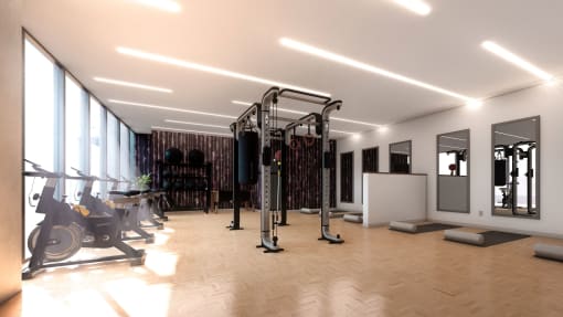 Fitness center with cycling studio