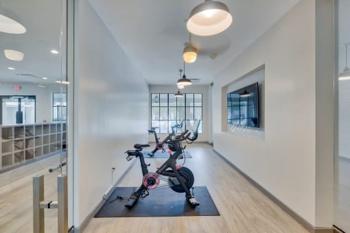fitness center spin bikes at Monterey Ranch, Austin, TX, 78749