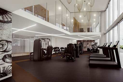 A gym with treadmills, elliptical machines, and other exercise equipment. at Element, Florida, 33602