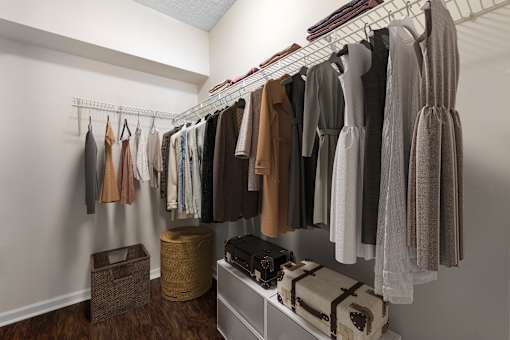 Spacious Walk-In Closet with built in shelving
