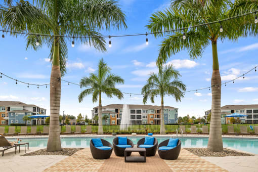 Shimmering pool and outdoor lounge  at Echo Lake, Florida, 34211